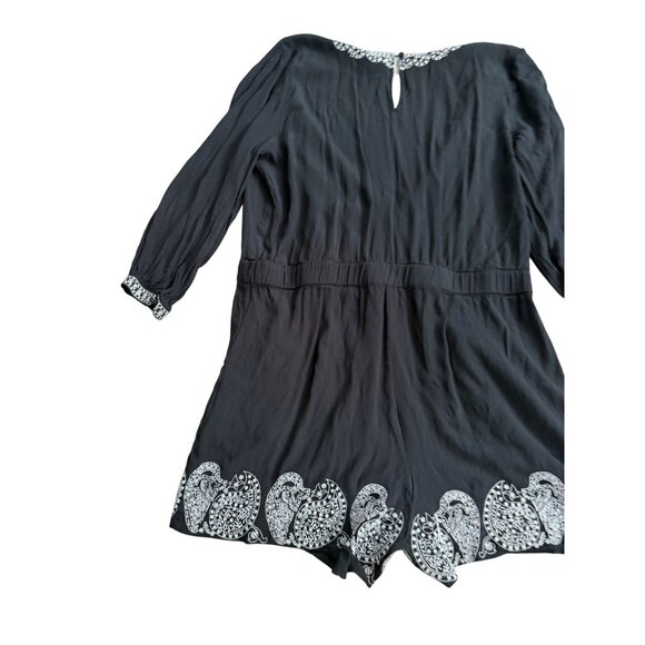 ANN TAYLOR LOFT Black White Embroidered Romper Size XL - Picture 3 of 10